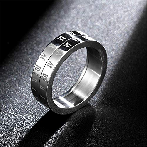 Image of PAURO Roman Numerals Spin Worry Ring | Unisex Stainless Steel, Roman Numerals Spin Worry Ring for Anxiety