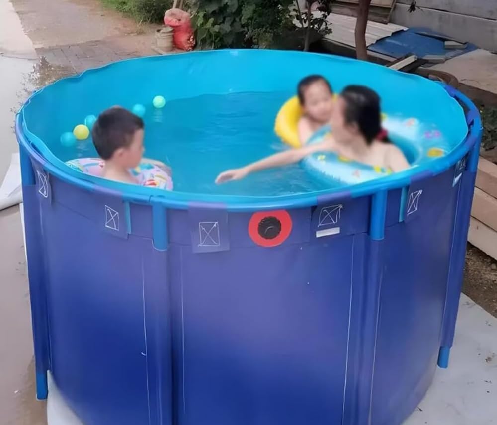 Laghetto per Pesci di Grandi Dimensioni in PVC Resistente, Ideale per Carpe Koi, con Vasca Fuori Terra Robusta e Staffa in Acciaio, Perfetto per l'uso Esterno e la Cura della Vita acquatica.