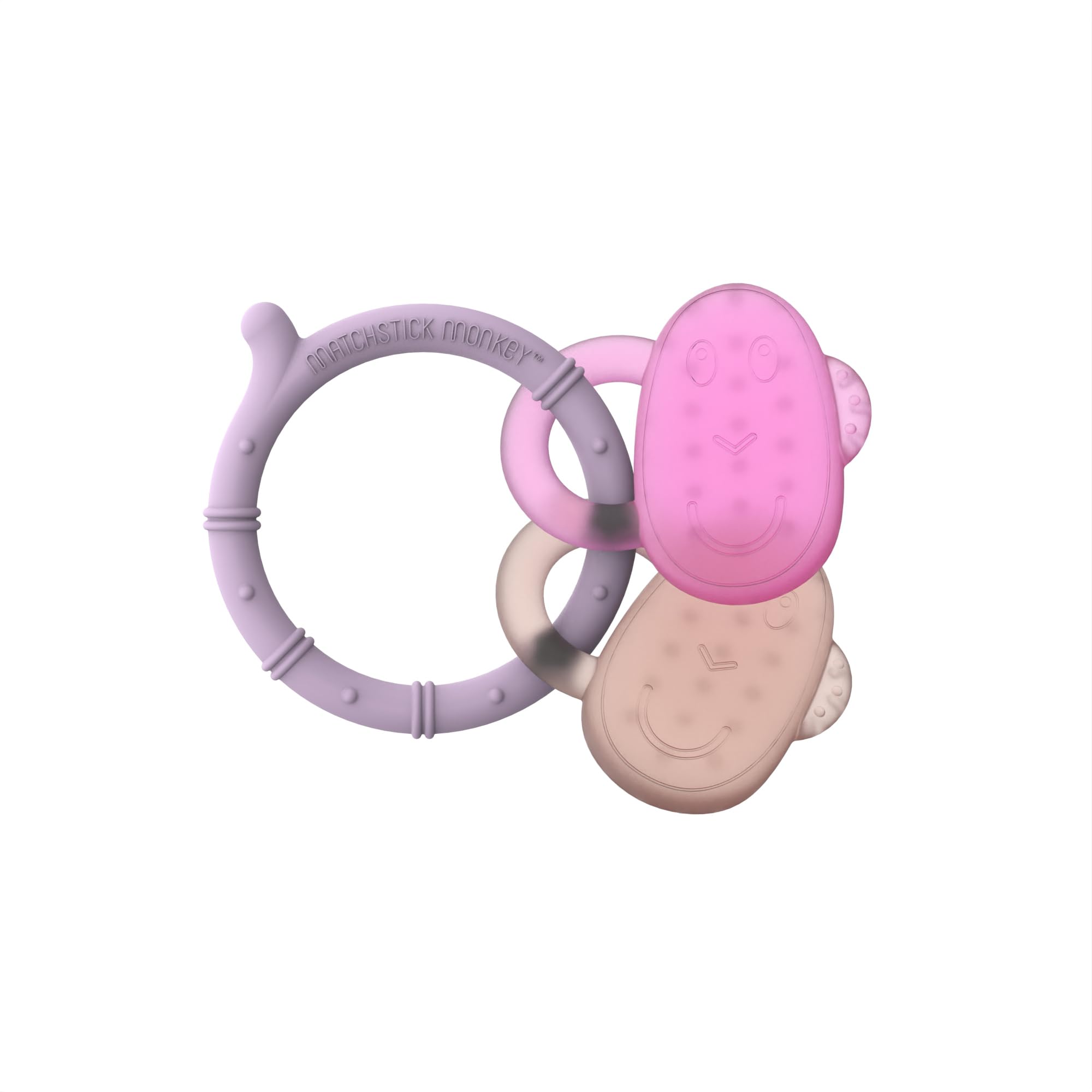 Matchstick Monkey Cooling Teether - Lilac, Pink & Dusty Pink