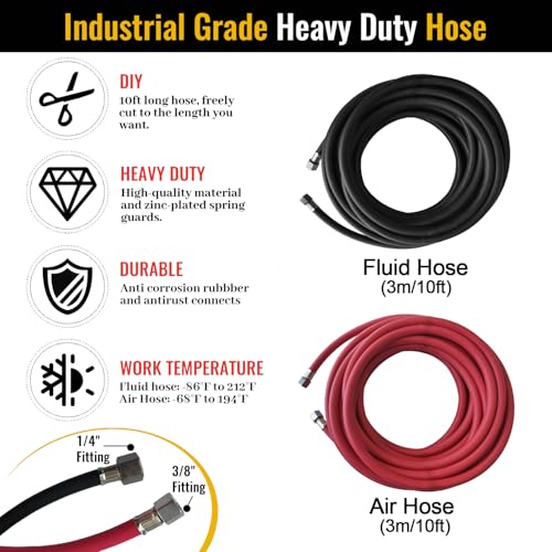 Yesmro Pressure Pot Paint Sprayer With 2Pack 30 Foot Air And Fluid Hose Assembly Set thumb #6
