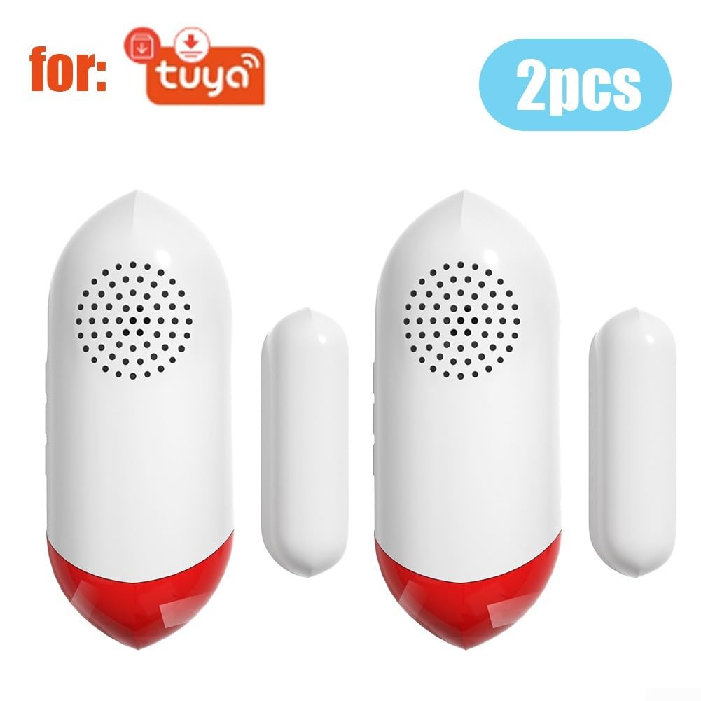 Capteur de porte WiFi avec alarme sonore, détection en temps réel, paramètres vocaux, contrôle du volume pour capteur de porte WiFi intelligent Tuya Smart WiFi alarme de sécurité télécommande (Tuya