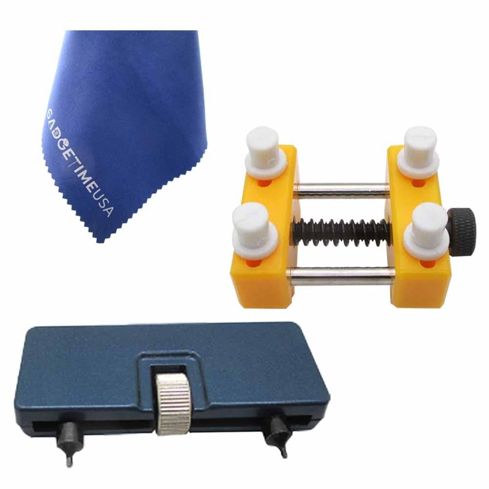 Gadgetime USA Watch Back Remover Tool Kit - Adjustable Opener - Watch Cover for Rotating with Notches, Base and Microfiber Cloths