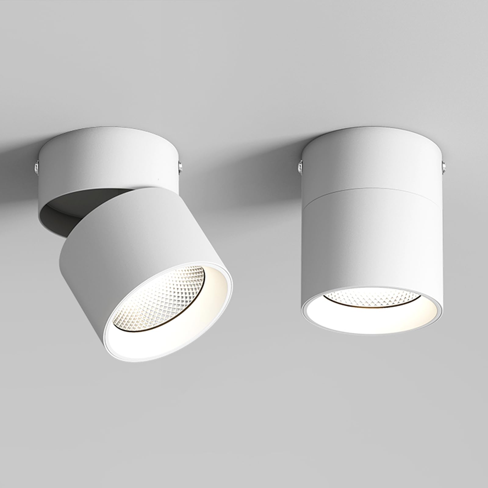 LED Ceiling Spotlight 3000K Indoor 360°Rotate Adjustable Surface Mount Ceiling Aluminum Flush Mount Downlight for Bedrooms Rooms Corridors Painting Background Walls