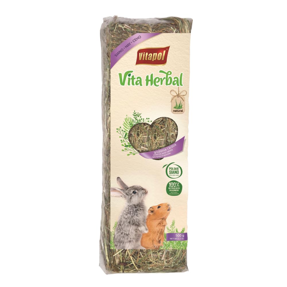 Vitapol Vita Herbal Hay for Rabbits & Rodents | Best Natural Polish Meadow Grass with Chamomile | High Fiber Digestive & Dental Care | (500 Gram, Pack of 1)-image-20