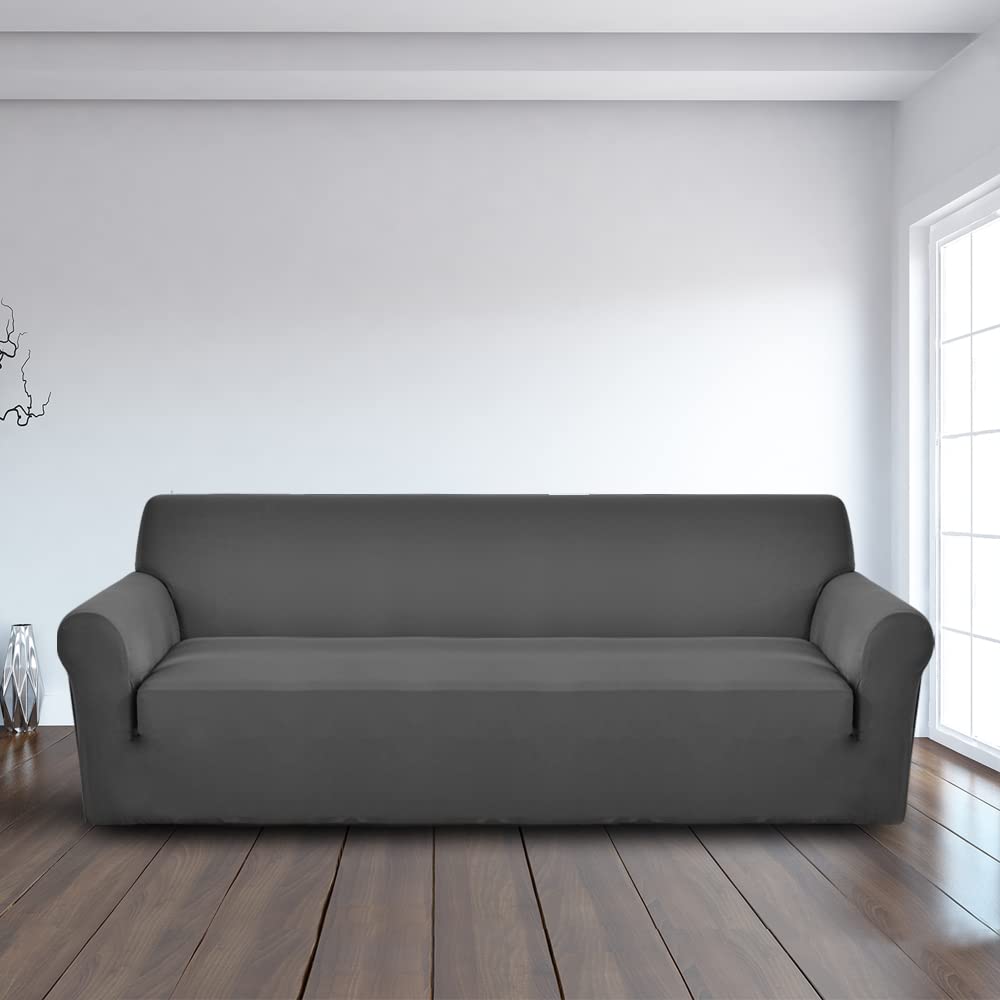 LUXTON HOME Universal Elastic Sofa Cover Stretchable Slipcover for Any Type of Sofa or Couch | Spandex Jacquard Fabric | Easy Installation & Washable | Living Room,Office (Grey, Four Seater) (B09W3ZTXMY) Amazon Price History, Amazon Price Tracker