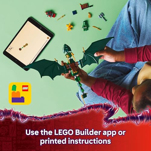 LEGO NINJAGO Lloyd’s Green Forest Dragon Figure - Building Toy with 2 Minifigures for Imaginative Play, Ninja Gift Idea for 6 Plus Year Old Boys, Girls & Dragons Rising Fans 71829