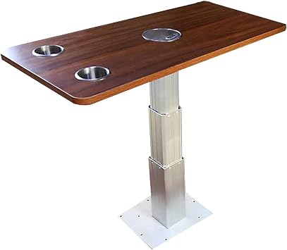 RV Table Liftable Boat Table, Camper Pontoon Desk, Retractable Aluminum Alloy Stand for RV, Home Office, Bedroom or Kitchen, 13-30in Adjustable HeightBrown