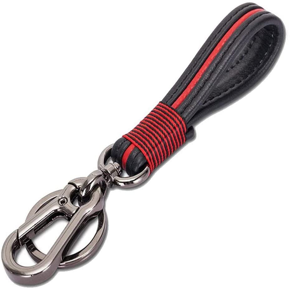 Générique Corde tressée en Cuir Manuel Noir Rouge Hommes et Femmes Voiture Porte-clés Porte-clés téléphone Portable Cadeau Pendentif Noir Rouge...