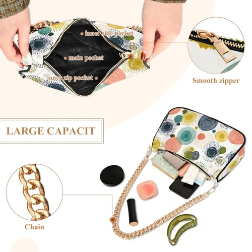 Clutch Shoulder Bags Tote Evening Purse Handbags for Women Bohemian Style Spotted Hobo Bags with Zipper Closure4