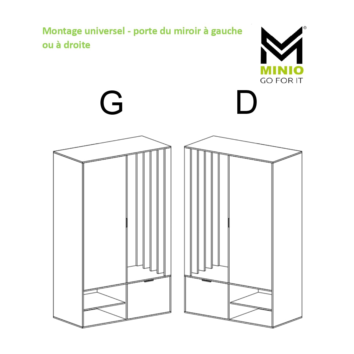 MINIO go for it - Ensemble de vestiaire Milo Armoire à Chaussures de 100 cm | Couleur : Artisan Chêne