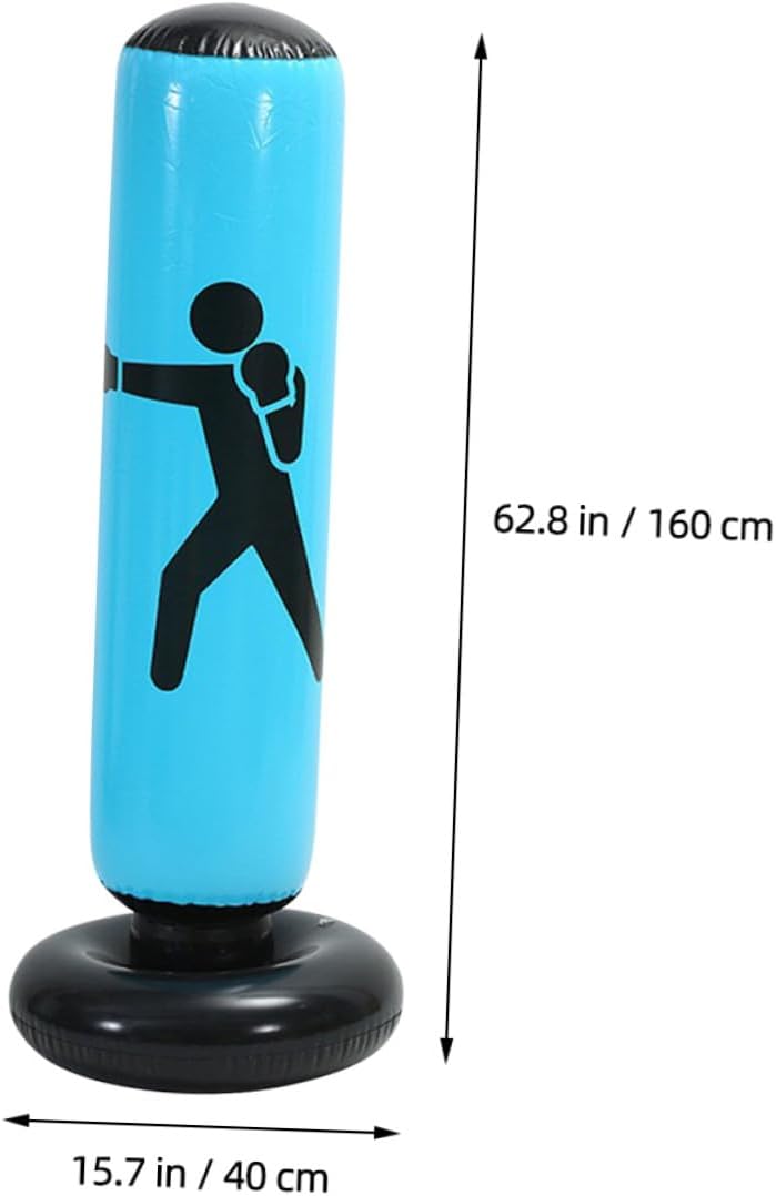 KICHOUSE Inflatable Boxing Bag for Adults, Thickened Non-Tipping Punching Column, Blue Fitness Punching Equipment for Indoor Boxing Training and Stress Relief