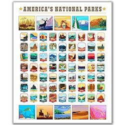 National Park Scratch Off Map 16x20 inch - Hand-Drawn US