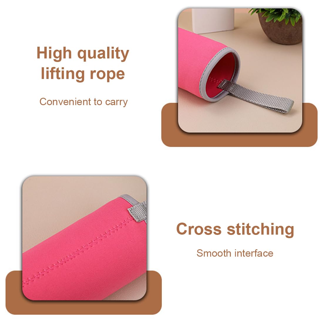 2 Pezzi Custodia in Neoprene per Bottiglie, Custodia per Bottiglia in Neoprene, 550ML Borsa Protettiva per Bottiglie Coperchio per Borraccia Acqua (Nero+Rosa)