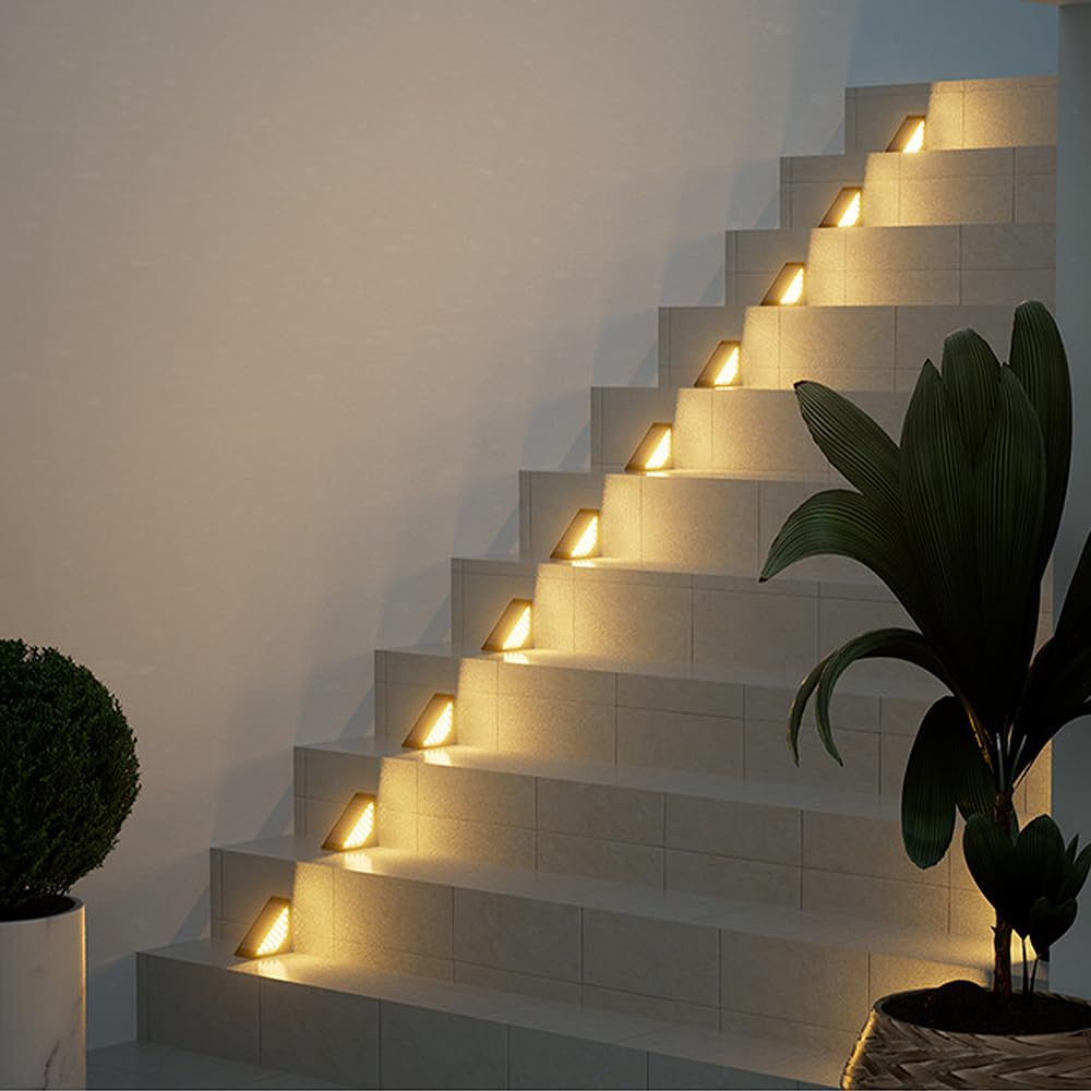 6 Pezzi LED Solare Lampada da Scala, Luci Solari da Giardino, Luce Solare per Scale, luce per scale, lampade a LED da giardino per cortili