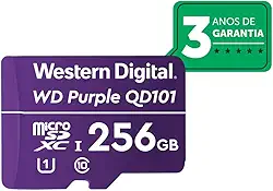 Cartão de Memória Com 3 Anos de Garantia Micro SD 256GB WD Purple Intelbras