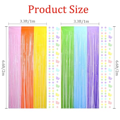 Image of Easter Decorations Foil Fringe Curtains Photo Booth Prop Hanging Garland Easter Bunny Banner Rabbit Garland Rainbow Foil Fringe Curtains for Birthday Wedding Engagement Bridal Shower