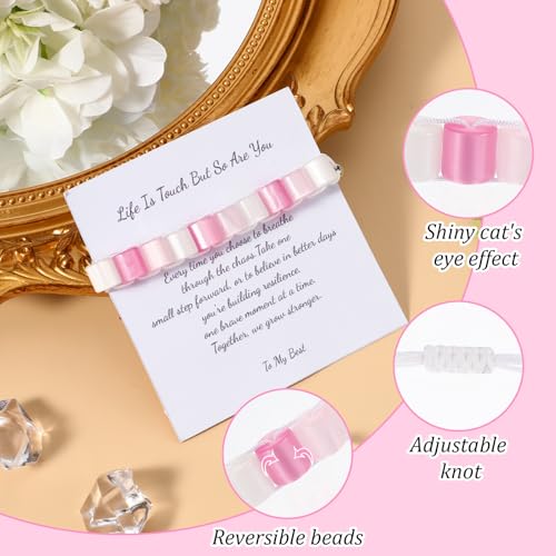 Fidget Anxiety Bracelet for Women And Men, Resin Beaded Fidget Jewelry, Stress Relief Sensory Bracelet, Pink Purple White, Gift For Teens Adults3