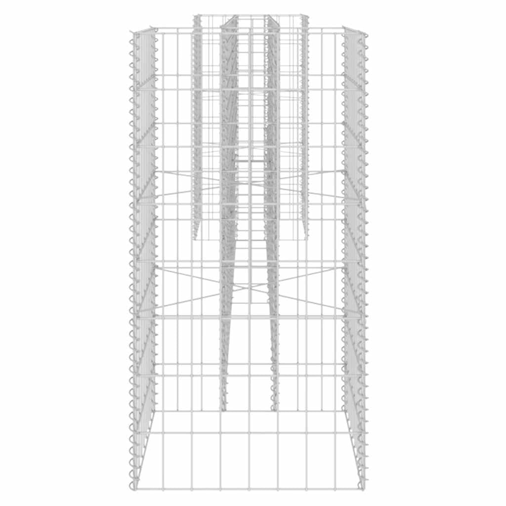 Cesta para plantas en forma de H de alambre de acero, 260 x 40 x 80 cm, para flores estables y elevadas como borde de jardín, rejilla de alambre resistente para rellenar con piedras,