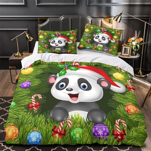 Housse de couette panda de Noël avec fermeture éclair