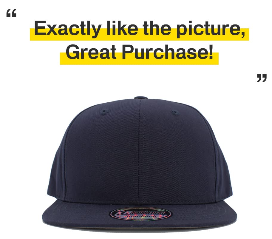 Image of KBETHOS Classic Snapback Hat Blank Cap Underbrim Cotton Wool Blend Flat Visor Adjustable Unisex