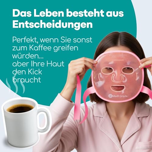 Medi Grade Kühlmaske Gesicht und Kühlende Augenpads, Rosa – Augenmaske Kühlend mit Geltechnologie, Gesicht, Augen, Augenringe entfernen, Reduziert Schwellungen, Dunkle Ringe, mit Kühltasche