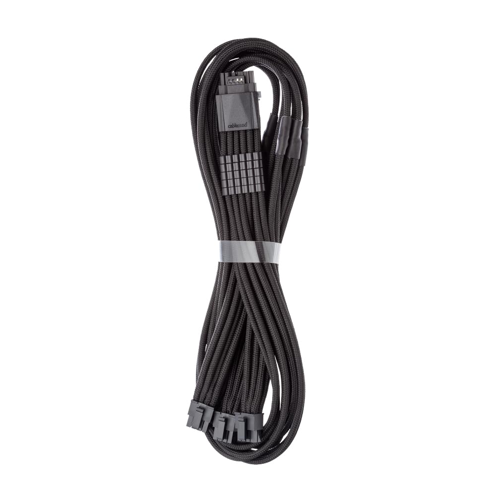 CableMod C-Series Pro ModFlex Sleeved 12V-2x6 12VHPWR StealthSense PCIe Cable for Corsair Type 5 RMX Shift (16 to 3 x 8-pin, Black)