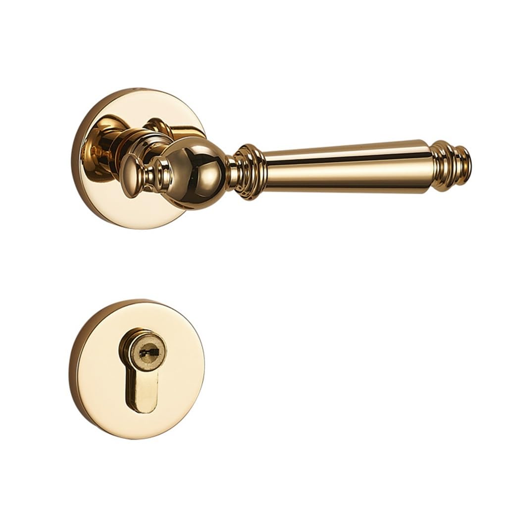 MOBYGKFY Full Copper Bedroom Minimalist Door Lock Indoor Mute Magnetic Wood Gold Universal Room Locks