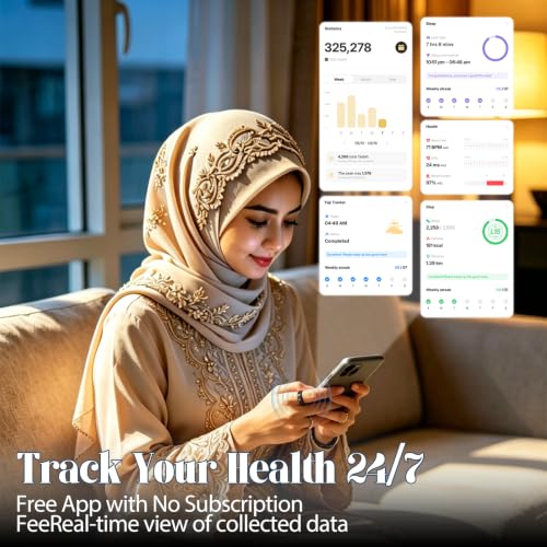Image of XG.&co Muslim Islamic Zikr Tasbih Smart Ring IP68 Waterproof Fitness Tracker Tasbih Counter Tasbeeh Counter Prayer Reminder Fajr Tracker Sleep Monitor Multi-Sport Magnetic Type C Gift
