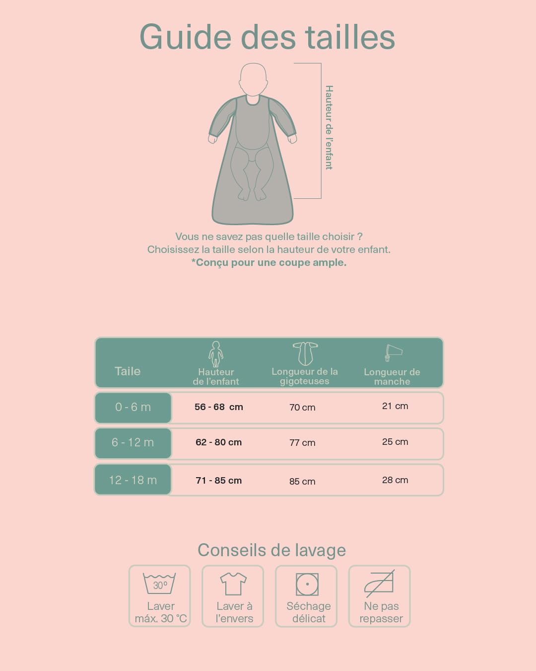 molis&co - Gigoteuse pour bébé avec Manches Amovibles - Gigoteuse Bébé Tog 1-100% Coton - Changement de Couche à accès à Zip Facile - Turbulette pour Bébé