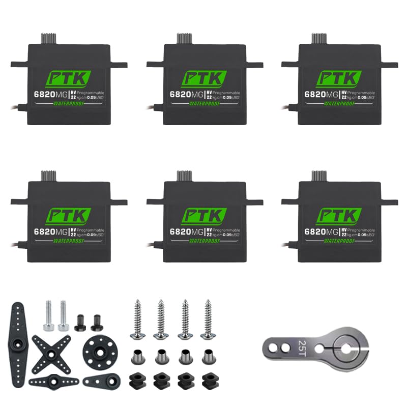 PTK 6820 MG All-metal gear 20kg high-speed large-torque servo motor RC car model fixed-wing U300 (6pcs)