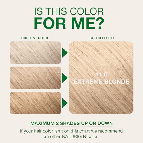 Image of Naturigin Permanent Hair Color, 11.0 Extreme Blonde, Ammonia Free, 100% Gray Coverage, Nourishing Natural Formula, For All Hair Types, Long-Lasting, Vegan & Cruelty-Free, 1 Pack
