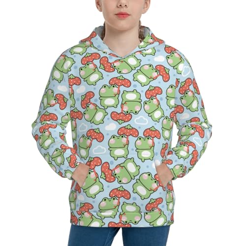 Cute Frog Strawberry Umbrella Kid Hoodies Boys Sweatshirts Girls Pullover with Pocket