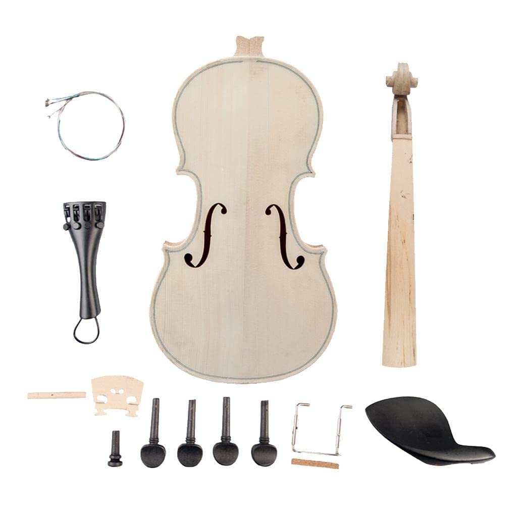 DIY Unlackiertes Massivholz-Geigenkörper-Set, einfache Montage und hochwertige Handwerkskunst, perfekt für fortgeschrittene Schüler und ernsthafte Musiker, verschiedene Größen – Holz + wie