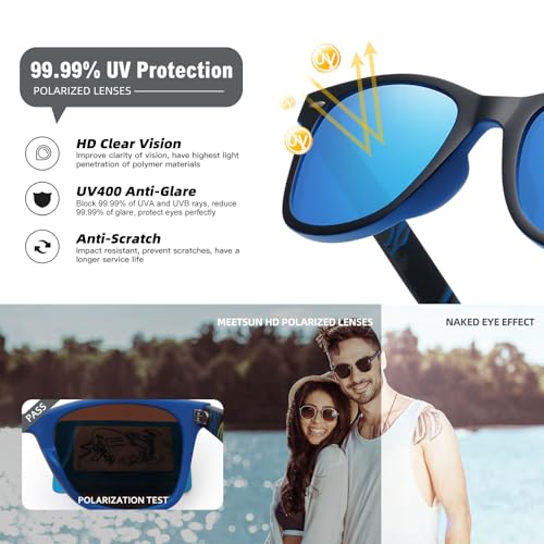 Image of MEETSUN Polarized Sunglasses for Women Men Classic Retro Square Frame Driving Sun Glasses UV Protection