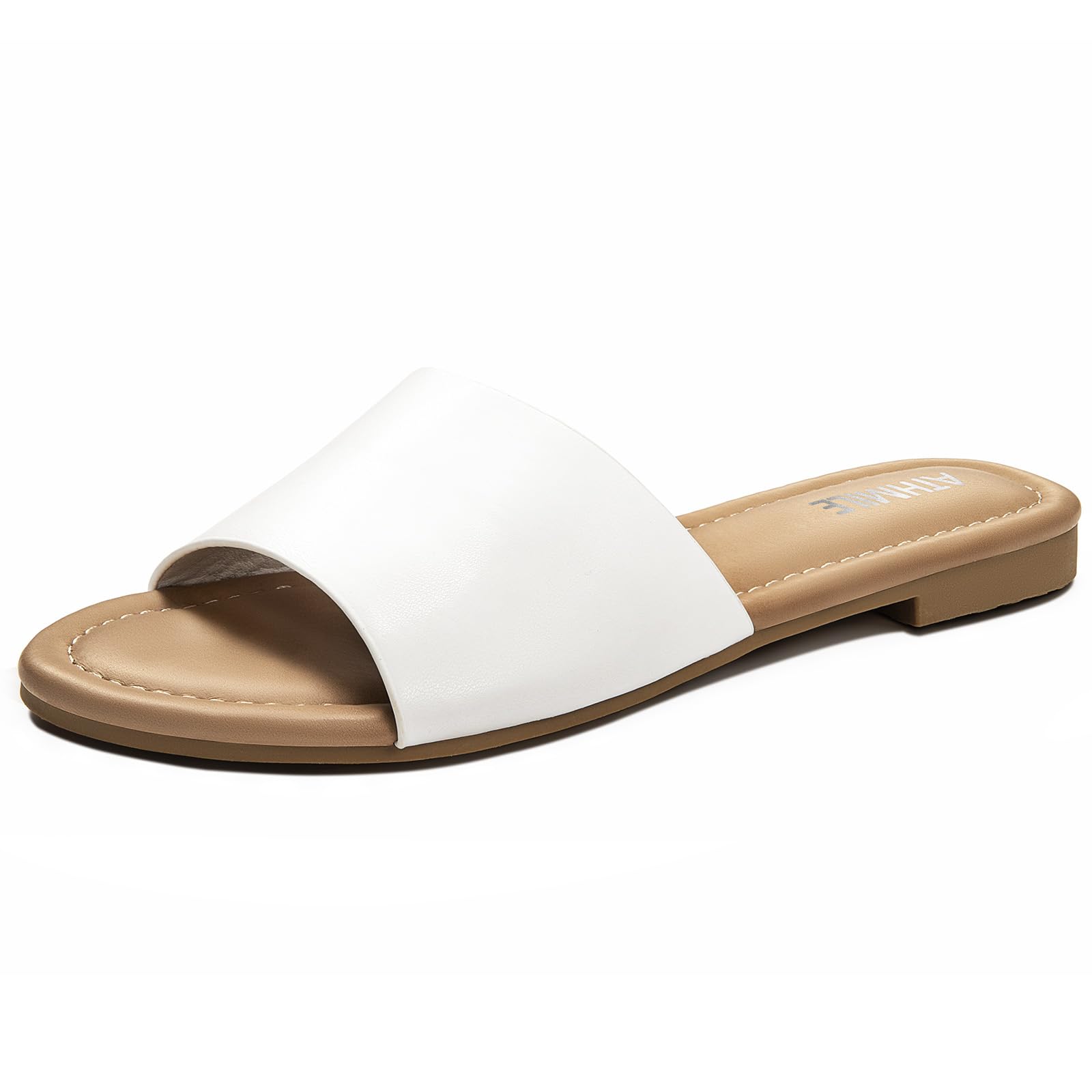 ATHMILE Sandals for Women 2026 One Band Womens Sandals Dressy Open Toe Flats Summer Slides for Casual Party Cute Beach