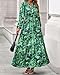BTFBM Women Boho Maxi Dress Fall Fashion 2025 Floral Long Sleeve V Neck Button Pockets Flowy Vacation Wedding Dresses(Green, Large)