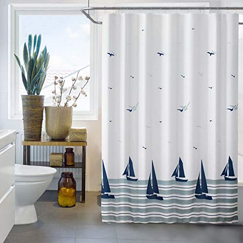ufengke Cortinas de Ducha Barco Náutico con 12 Ganchos,Poliéster Pru