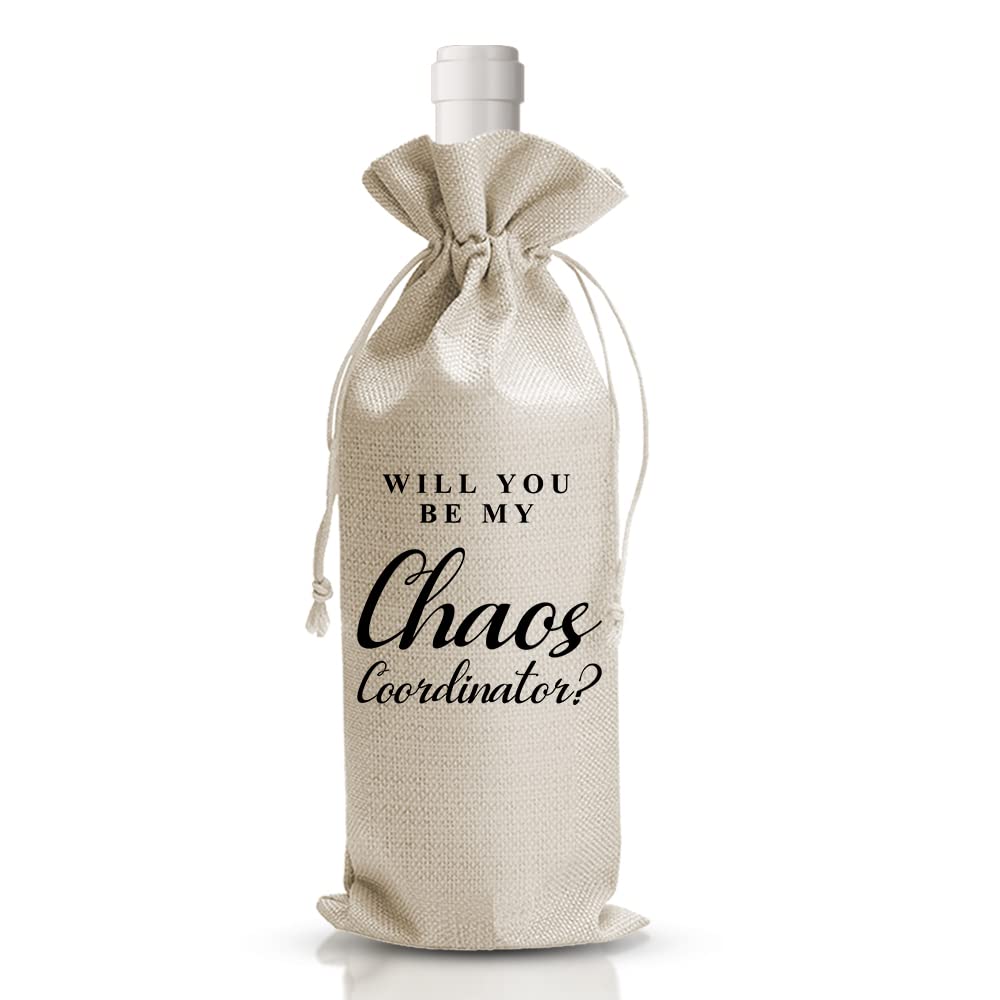 DOI-LANEE Chaos Coordinator Wine Bag, Wedding Coordinator Gift for Groomsmen Bridesmaid Celebrant Boss Coworkers, Will You Be My Officiant, Engagement