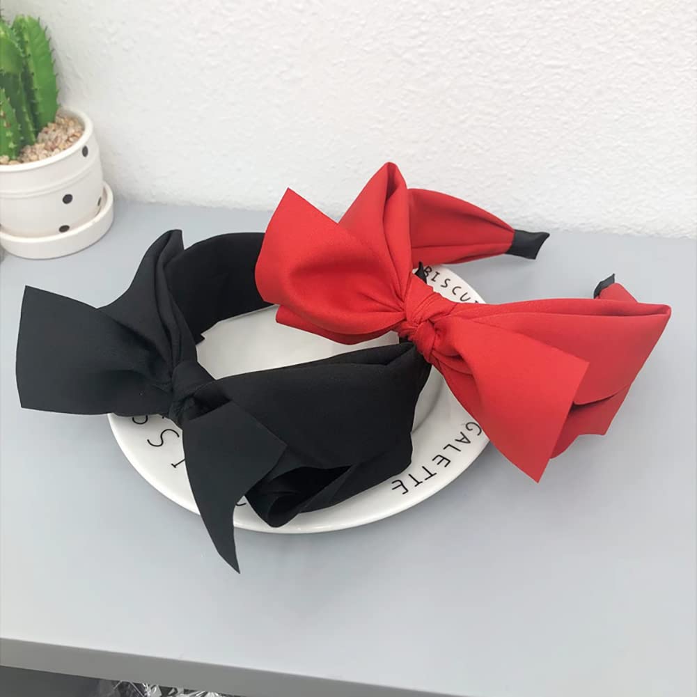 Uchyius Schleifen-Stirnband Für Damen | Schwarzes Satin-Stirnband Mit Knoten, Für Workout & Alltag
