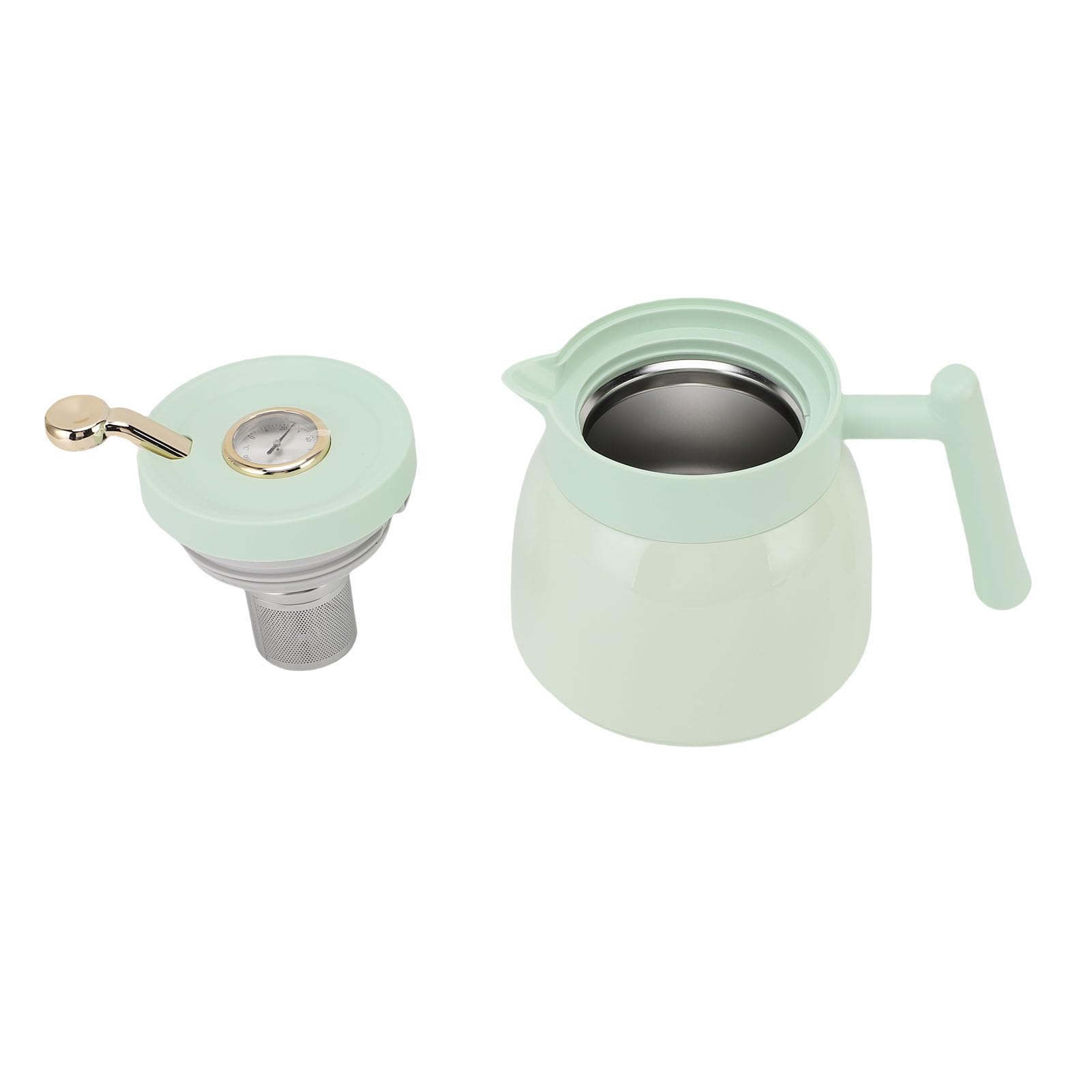 Isolierte Kaffeekanne aus Edelstahl mit Temperaturanzeige, 880 Ml, Teegetränkespender für Heiße und Kalte Getränke, Auslaufsicheres Design für den Heim- oder Bürogebrauch (GREEN)