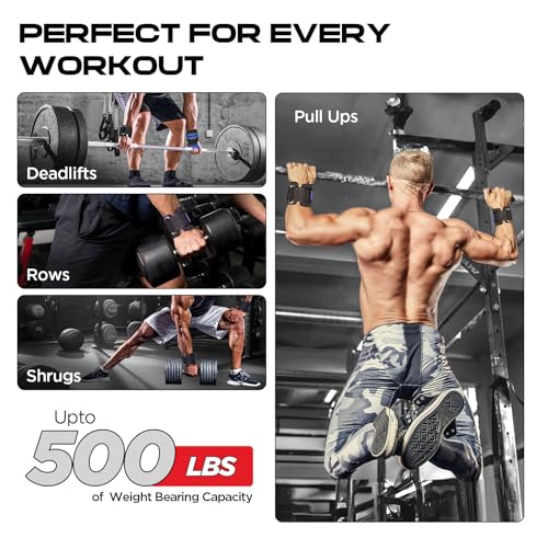Image of WYOX Weight Lifting Hooks for Men & Women - Heavy Duty Gym Hooks with 8mm Padded Wrist Support Grips to Lift Heavier, Reduce Grip Fatigue & Improve Performance for Deadlifts, Pull Ups & Rows, Pair of 2