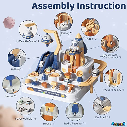 Image of Kidology Car Race Tracks Toy for Boys Girls | Car Adventure Toy for 2+ Year Old Boys & Girls | Playset City Rescue Toddlers Toy | Pre Educational Learning Toy Puzzle Car (Adventure Toy - 2 Cars)