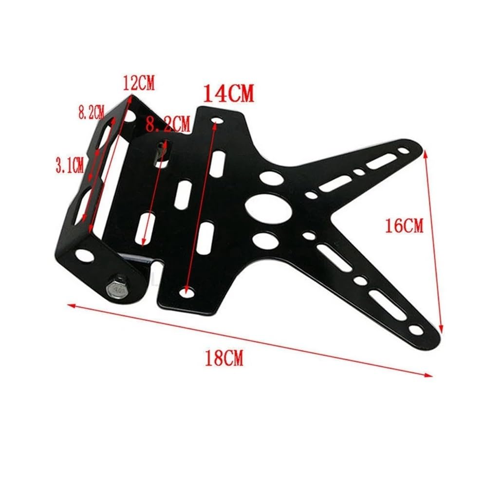 Support Universel de Cadre Plaque d'immatriculation arrière Moto(Red)