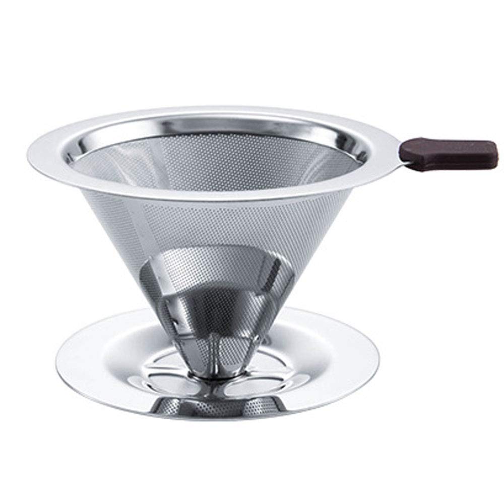 Pofet 125Mm Poeft /4.9" Paperless Pour Over Coffee Dripper - Stainless Steel Slow Drip Reusable Cone Filter, Single Drip Brew With Double Mesh Liner Coffee Strainer