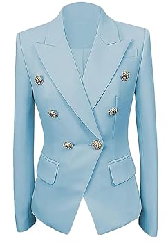 Womens Casual Double Breasted Blazer Jacket Notch Lapel Prom