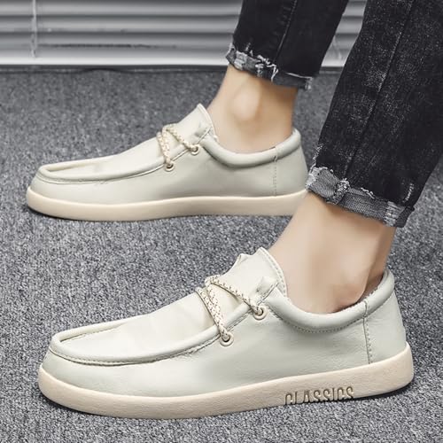 Men's Fashion Soft Flat Lace Up Casual Loafers Shoes with Arch Support Lightweight Round Toe Low Top Non-Slip Walking Boat Shoes for Driving Outdoor Work Office4
