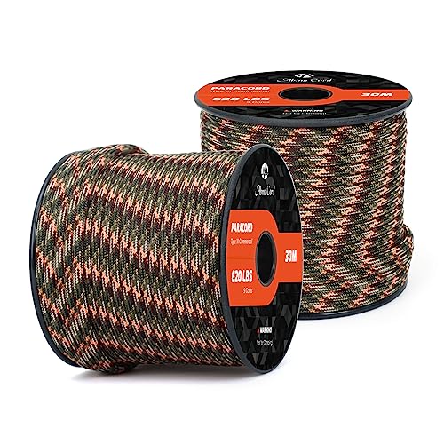 Abma Cord Paracord 620 lbs 4mm 9 Strands 100% Nylon 30M - Fall Camo pattern, Military-fall Camo Pattern, 30 Meters