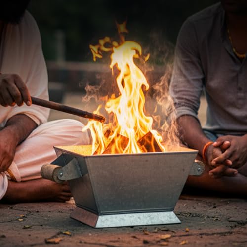 Image of PrettyKrafts 9 Inch Hawan Kund for Home | Metal Havan Kund | Hawan Kund for Pooja | Traditional Hawan Kund for Puja, Yagyas, Vastu Shanti, Grah Pravesh & Weddings