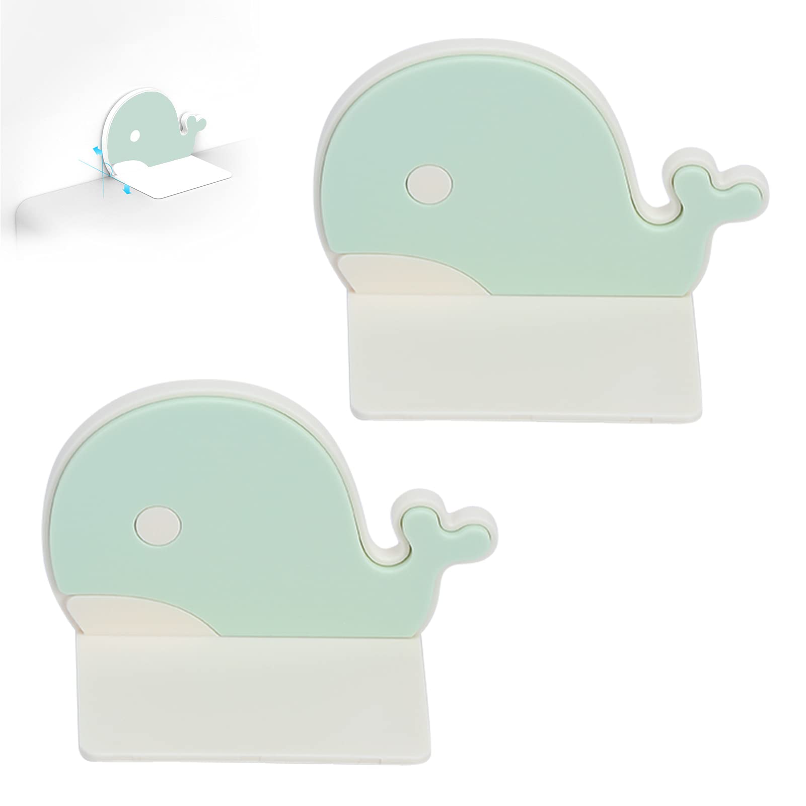 Roadoor 2pcs Furniture Anchors Easy Installation Without Perforation Falling Furniture Protection Device Platinum Whale Anti-tip Furniture Wall Anchors for Baby Proofing Safety White Green