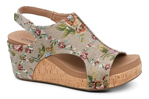Image of Corkys Footwear Womens Carley Wedges, Featuring Corkys EVA Foam Cushioned Insoles, A 2.5 Inch Heel, Lightweight For All Day Wear, And Hook And Loop Closure
